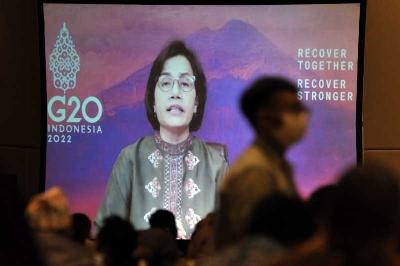 Menteri Keuangan Sri Mulyani Indrawati saat pembukaan Konferensi Tingkat Tinggi (KTT) Civil 20 (C20) Summit 2022 di Nusa Dua, Badung, Bali, 5 Oktober 2022. ANTARA/Nyoman Hendra Wibowo