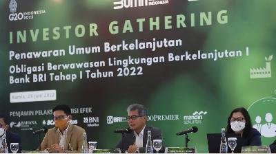 PT. Bank Rakyat Indonesia (Persero) Tbk (BRI) menerbitkan Obligasi Berwawasan Lingkungan Berkelanjutan I Tahap I Tahun 2022, Juni 2022. (Foto: BRI)