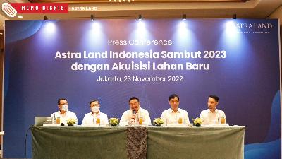 Konferensi pers Astra Land Indonesia Sambut 2023 dengan Akuisisi Lahan Baru, Jakarta, 23 November 2022.