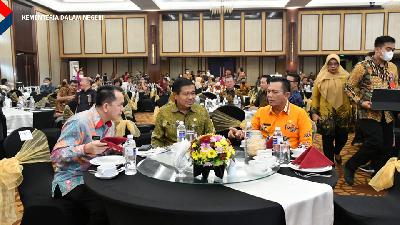 Rakornas bersama Tim Anggaran Pemerintah Daerah (TAPD) Provinsi, Kabupaten/Kota seluruh Indonesia di Batam, Provinsi Kepulauan Riau (Kepri), Jumat, 25 November 2022. 