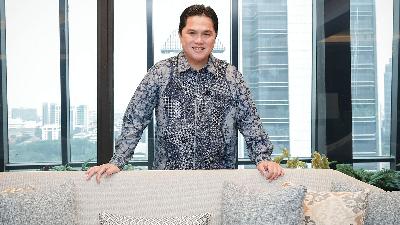 State-Owned Enterprises Minister Erick Thohir at his office during a special interview with Tempo in Jakarta, January 22, 2021.
TEMPO/M Taufan Rengganis 

