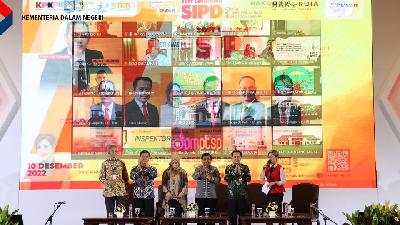 Soft Launching SIPD sebagai Aplikasi Umum bagi Pemerintah Daerah dan Bincang Strategi Nasional Pencegahan Korupsi (Stranas PK) di Hotel Bidakara, Jakarta, Sabtu, 10 Desember 2022.