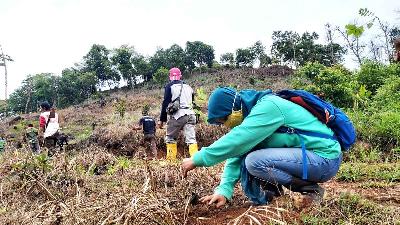 Kegiatan KPH menanam tumbuhan pada kawasan Hutan Lindung Damarwulan, Ambungan, Kalimantan Selatan, September 2021. kmisfip2.menlhk.go.id