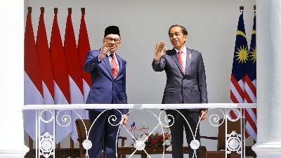 Perdana Menteri Malaysia Anwar Ibrahim dan Presiden Joko Widodo di Istana Kepresidenan Bogor, Jawa Barat, 9 Januari 2023. TEMPO/Subekti.