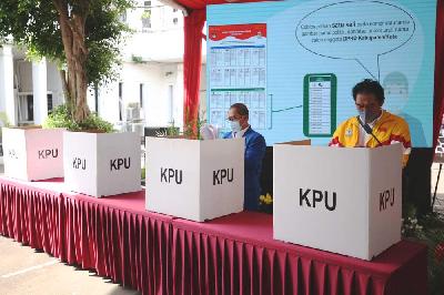 Simulasi pemungutan suara di Kantor KPU RI, Jakarta, 22 Maret 2022. Dok Tempo/Muhammad Hidayat