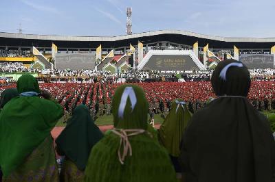 Puncak Resepsi Harlah 1 Abad NU di Stadion Gelora Delta Sidoarjo, Jawa Timur, 7 Februari 2023. ANTARA/Zabur Karuru