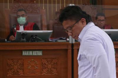 Ferdy Sambo saat menjalani sidang lanjutan dengan agenda pembacaan tuntutan di Pengadilan Negeri Jakarta Selatan, 17 Januari 2023. Tempo/Hilman Fathurrahman W