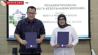The signing of the MoU between PT Permodalan Nasional Madani (PNM) with the Bogor Agricultural Institute (Institut Pertanian Bogor, IPB) to maximize the empowerment of PNM Mekaar's clients, Monday, February 13, 2023.
