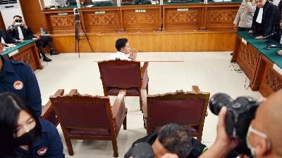 Terdakwa Bharada Richard Eliezer menjalani sidang putusan di Pengadilan Negeri Jakarta, 15 Februari 2023/TEMPO/Febri Angga Palguna
