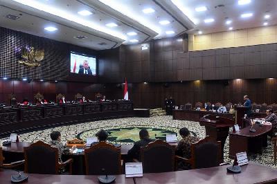 Sidang Mahkamah Konstitusi (MK) di Jakarta, 21 Februari 2023. ANTARA/Aditya Pradana Putra