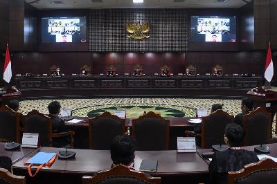 Suasan sidang di Mahkamah Konstitusi, Jakarta, 9 Februari 2023. ANTARA/Aditya Pradana Putra