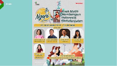 Poster Ngopi Podcast Anak Muda Membangun Indonesia Berkelanjutan, Jumat, 24 Februari 2023.