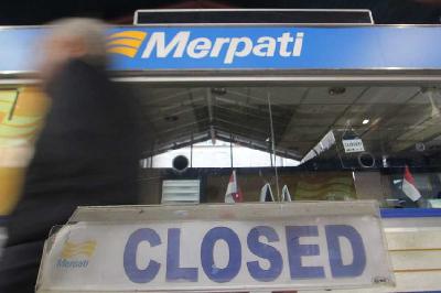 Loket penjualan tiket maskapai penerbangan PT Merpati Nusantara Airlines yang tutup di Bandara Soekarno Hatta, Tangerang, Banten, 2014. Dok Tempo/Marifka Wahyu Hidayat
