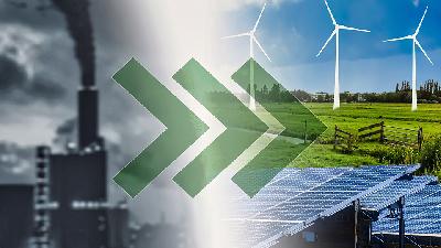 Energy transition from fossil fuel to green energy. Credit: Shutterstock