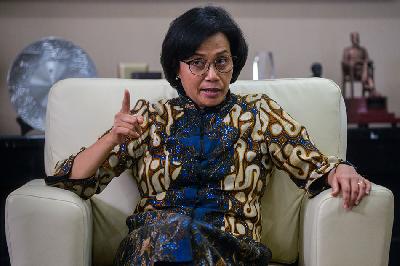 Menteri Keuangan Sri Mulyani Indrawati di Kantor Kementerian Keuangan, Jakarta, 3 Maret 2023. TEMPO/Tony Hartawan
