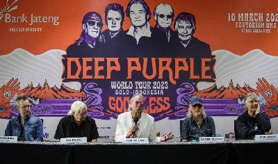 Jumpa Pers grup musik Deep Purple di Hotel Alila, Solo, Jawa Tengah, 9 Maret 2023. ANTARA/Mohammad Ayudha