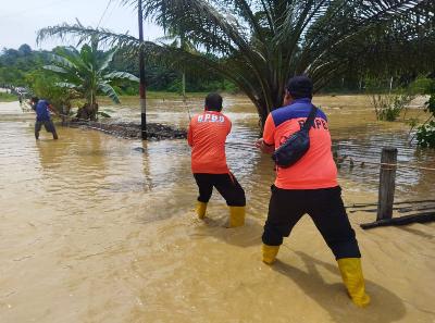 Banjir di Kecamatan Sepaku, 
Kabupaten Penajam Paser Utara, Kalimantan Timur, 17 Maret 2023. Dokumentasi DINAMISATOR