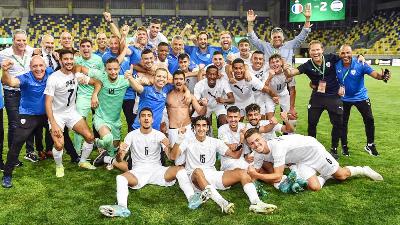 Tim nasional Israel U20, di Slovakia, Juli 2022. Israel Football Association
