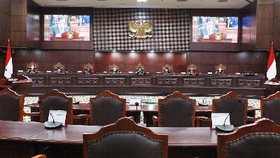 Sidang Pengujian Formil Peraturan Pemerintah di Gedung Mahkamah Konstitusi, Jakarta, 9 Maret 2023. Antara/Reno Esnir