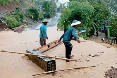 Banjir di Desa Wadas, Kabupaten Purworejo, Jawa Tengah, 25 Maret 2023. Dok Anggota Gerakan Masyarakat Peduli Alam Desa Wadas