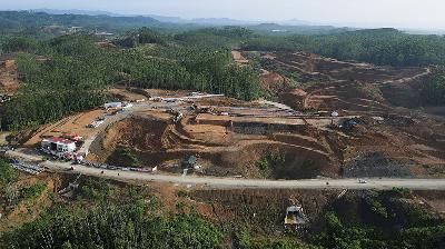 Proyek pembangunan Ibu Kota Negara di Sepaku, Kabupaten Penajam Paser Utara, Kalimantan Timur, 8 Maret 2023. REUTERS/Willy Kurniawan