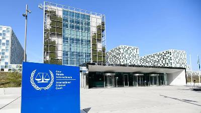 Kantor Mahkamah Pidana Internasional (ICC) di Den Haag, Belanda, Maret 2021. REUTERS/Piroschka van de Wouw