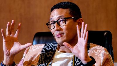 Tourism and Creative Economy Minister Sandiaga Salahuddin Uno during an interview with Tempo in Jakarta, September 6, 2022.
Tempo/Tony Hartawan/File Photo
