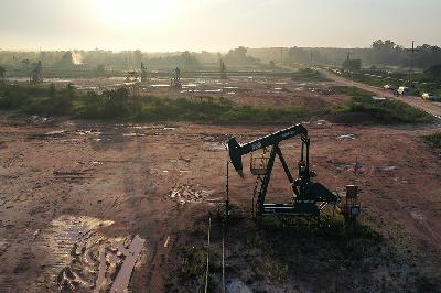 Pompa angguk di Lapangan Duri di Blok Rokan, Riau, 19 Agustus 2022. ANTARA/Akbar Nugroho Gumay
