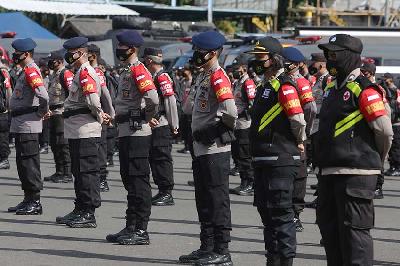 Anggota kepolisian saat mengikuti apel di Polda Metro Jaya, Jakarta, 2021. Dok Tempo/Muhammad Hidayat
