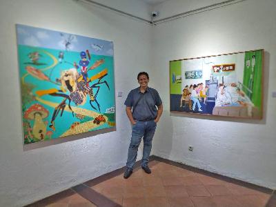 Pameran lukisan karya Syakieb Sungkar bertajuk “Dreams”, di Cemara 6 Galeri, Toeti Heraty Museum, Menteng, Jakarta Pusat. TEMPO/Indra Wijaya