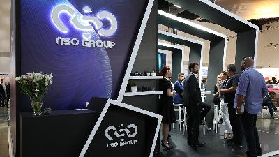 Israeli cyber firm NSO Group’s exhibition stand is seen at ISDEF 2019, an international defense and homeland security expo, in Tel Aviv, Israel, June 4, 2019. 
REUTERS/Keren Manor/File Photo
