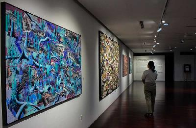 Suasana Pameran Tunggal Rendy Raka Pramudya di Can's Gallery, Jakarta, 7 Juli 2023. Tempo/Magang/Andre Lasarus Benny