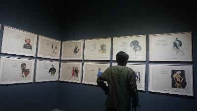 Suasana ruang pamer ArtJog yang menampilkan karya-karya Goenawan Mohamad bertajuk Kitab Hantu, 6 Juli 2023/Tempo/Shinta Maharani