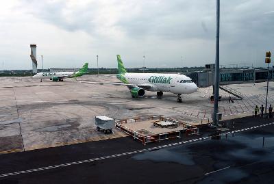 Pesawat City Link tujuan Surabaya dan Medan di Bandara Internasional Jawa Barat Kertajati, Majalengka, Jawa Barat. TEMPO/Prima Mulia