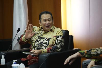 Ketua MPR Bambang Soesatyo di Kompleks Parlemen, Senayan, Jakarta, 30 November 2022. TEMPO/M Taufan Rengganis


