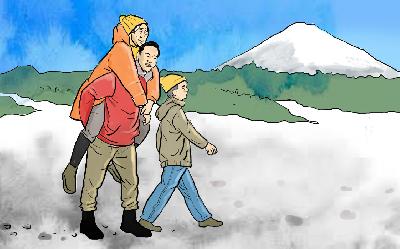 Ayah Membawa Tubuh Nenek ke Kaki Gunung Fuji