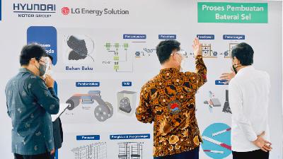 Presiden Joko Widodo saat groundbreaking pembangunan pabrik baterai kendaraan listrik di Kompleks Karawang New Industrial City, Kabupaten Karawang, Jawa Barat, 15 September 2021. BPMI Setpres/Laily RE