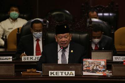 Ketua DPD RI La Nyalla Mattalitti dalam Rapat Paripurna DPD RI di Kompleks Parlemen, Senayan, Jakarta. TEMPO/M Taufan Rengganis