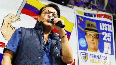 Fernando Villavicencio berkampanye di Quito, Ekuador 9 Agustus 2023. Reuters/Karen Toro