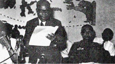 Frans Kaisiepo giving a speech at Papuan People’s Referendum (Pepera) at Cenderawasih Bay, July 1969.
25 Years of Trikora Book
