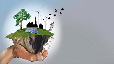 Illustration of a green environment emphasizing environmentally friendly energy.
Illustration by Imam Yunni
