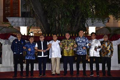 Bakal Calon Presiden Prabowo Subianto bersama Koalisi Indonesia Maju di Rumah Kertanegara, Jakarta, 13 Oktober 2023. TEMPO/M Taufan Rengganis