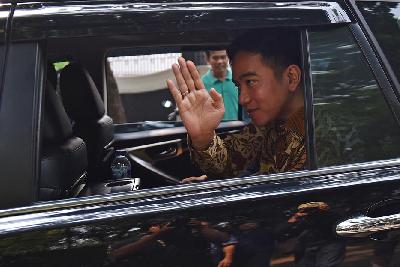 Wali Kota Solo Gibran Rakabuming Raka di kediaman AHY, Jakarta, 22 Oktober 2023. TEMPO/M Taufan Rengganis