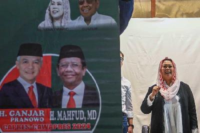 Putri Presiden ke-4 Abdurrahman Wahid atau Gus Dur, Yenny Wahid saat mengikuti deklarasi dukungan pilpres 2024 di Hotel Borobudur, Jakarta, 27 Oktober 2023. ANTARA/Sulthony Hasanuddin