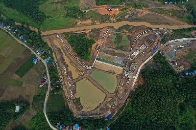 Poyek pembangunan Intake Sepaku di Kabupaten Penajam Paser Utara, Kalimantan Timur, 22 Oktober 2023. ANTARA/Indrianto Eko Suwarso