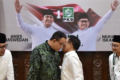 Pasangan Bakal Calon Presiden dan Wakilnya, Anies Baswedan-Muhaimin Iskandar menggelar pertemuan di Kantor DPP PKB, Jakarta, 11 September 2023. TEMPO/M Taufan Rengganis