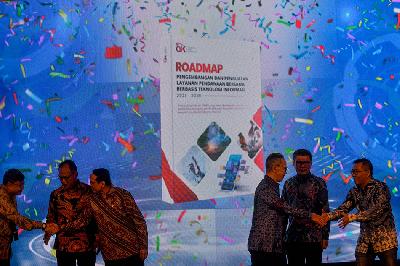 Peluncuran Roadmap Fintech P2P Lending 2023-2028-Perkuat Pelindungan Konsumen dan Pembiayaan Produktif di Jakarta, 10 November 2023. TEMPO/Tony Hartawan