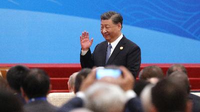 Presiden Cina Xi Jinping saat pembukaan Belt and Road Forum di Beijing, Cina, 18 Oktober 2023. Sputnik/Andrei Gordeev/via Reuters