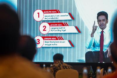 Peluncuran Roadmap Pengembangan dan Penguatan Layanan Pendanaan Bersama Berbasis Teknologi Informasi (LPBBTI/fintech P2P Lending) 2023-2028 di Gedung Four Season, Jakarta, 10 November 2023. Tempo/Tony Hartawan