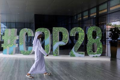 Perhelatan #COP28 di Abu Dhabi, Uni Emirat Arab, 1 Oktober 2023. REUTERS/Amr Alfiky
